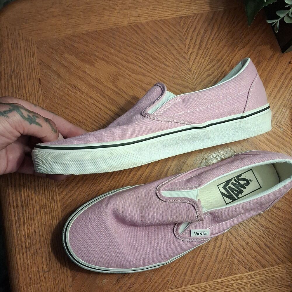 Vans White Pink Classic Slip On Unisex Low Top Women Size 9.5 Men Size 8 Adult - Picture 7 of 10